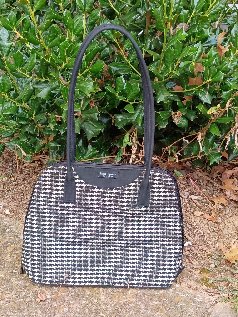 kate spade New York Black & White Houndstooth Shoulder Bag